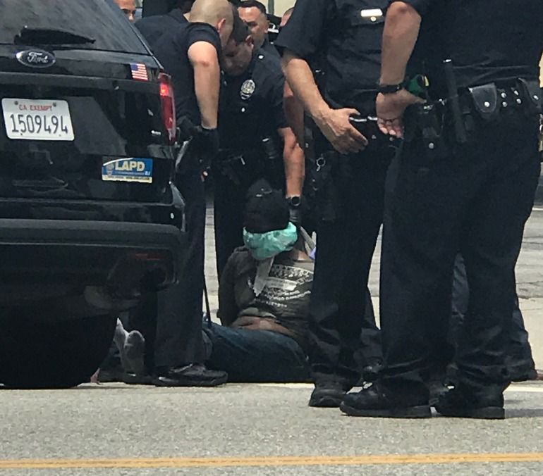 Vandalism suspect detained outside Taxi Restaurant in Echo Park